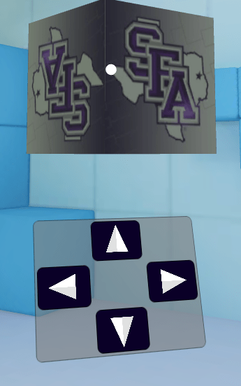 The white "dot" on the cube.